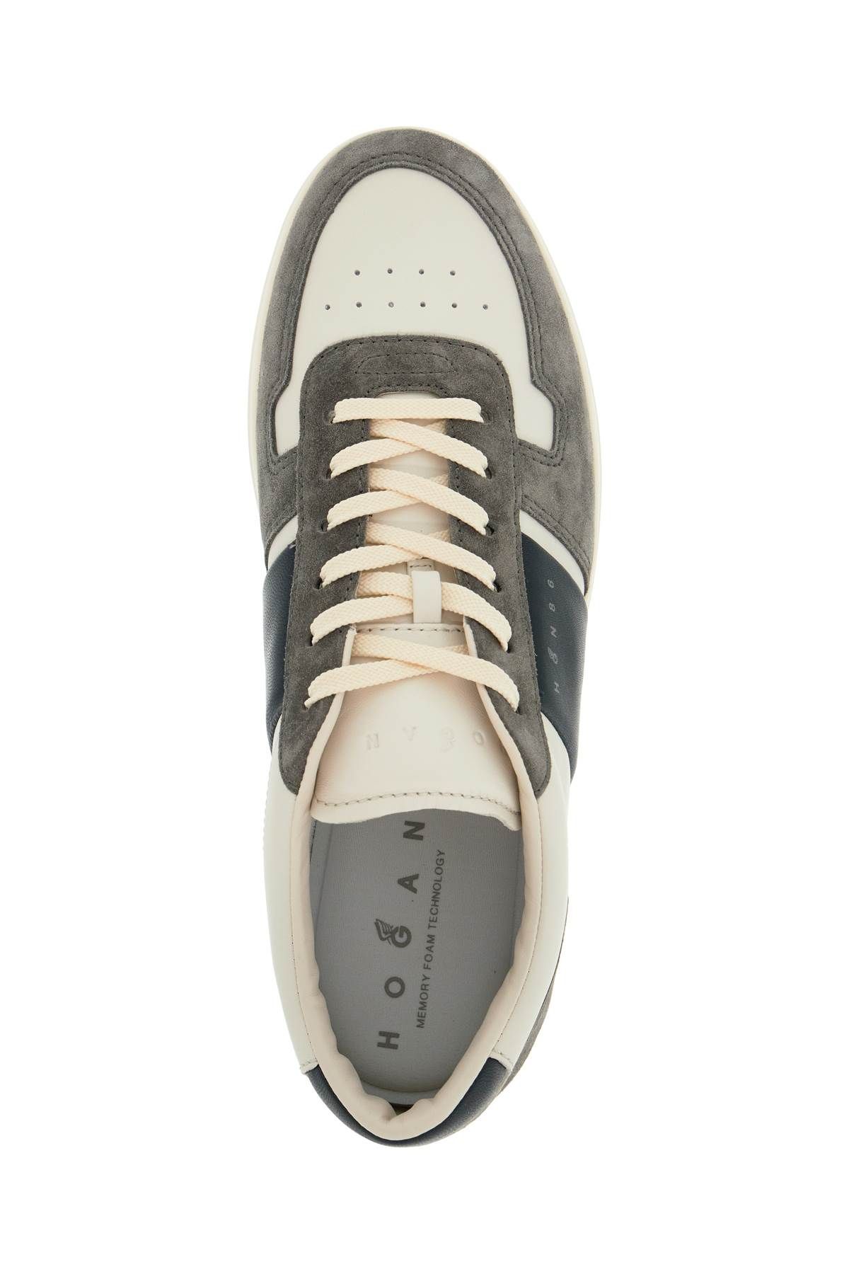 Shop Hogan Smooth And Suede Leather H-tv Sneakers. In Grey