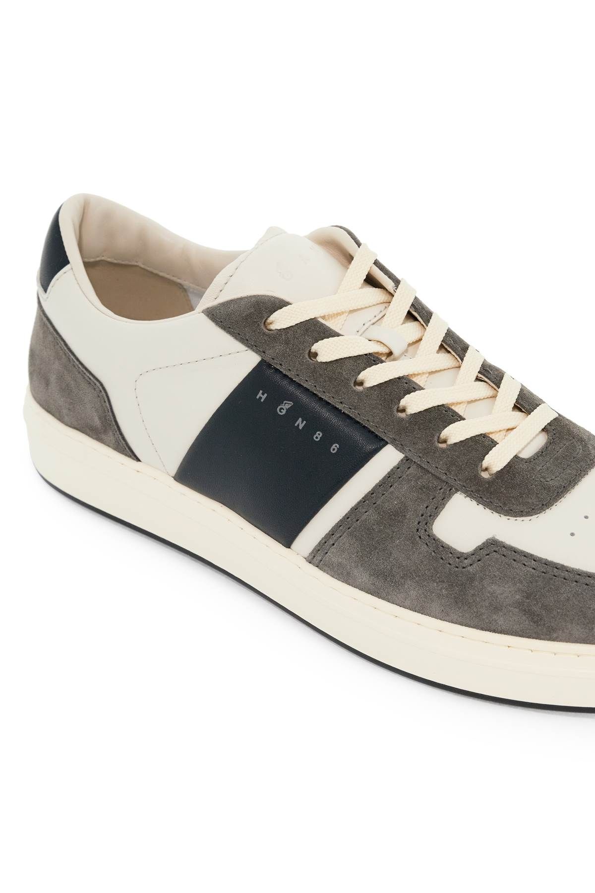 Shop Hogan Smooth And Suede Leather H-tv Sneakers. In Grey