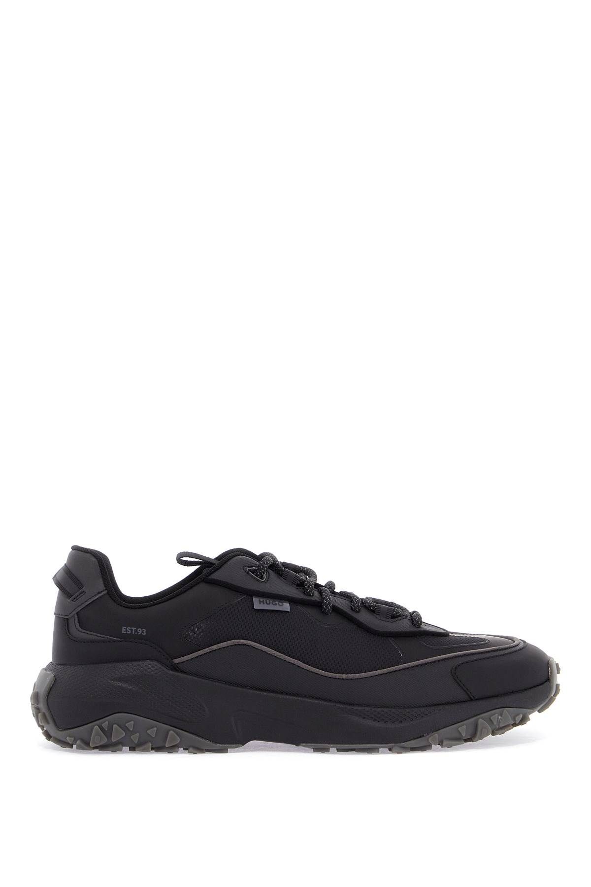 HUGO men’s black sneakers with rubber sole and mixed materials