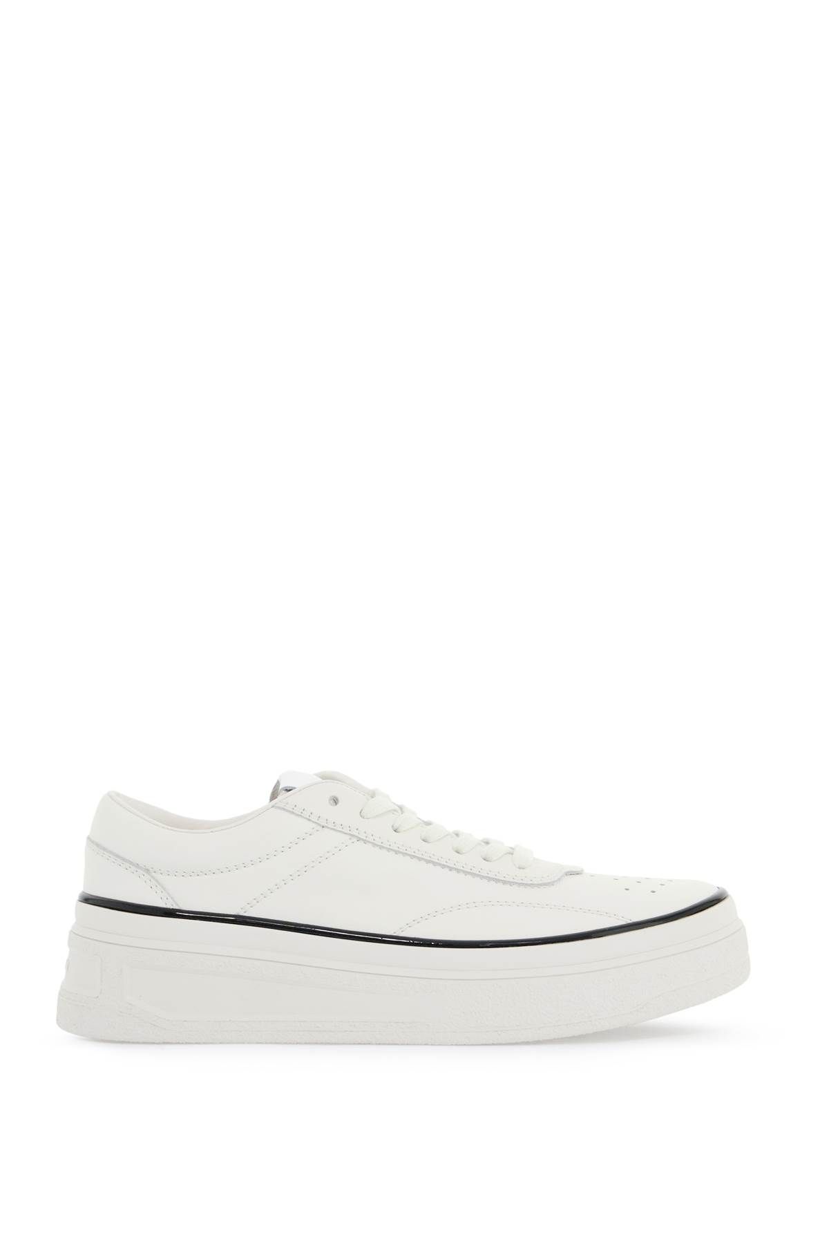 Shop Jil Sander Leather Sneakers For Everyday In White