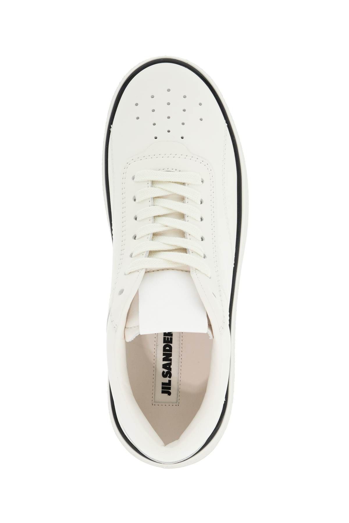 Shop Jil Sander Leather Sneakers For Everyday In White