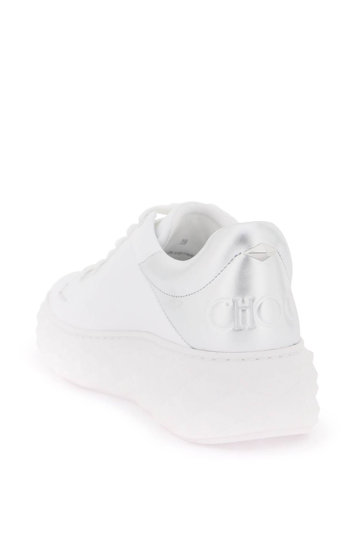 Shop Jimmy Choo Diamond Maxi/f Ii Sneakers In White,silver