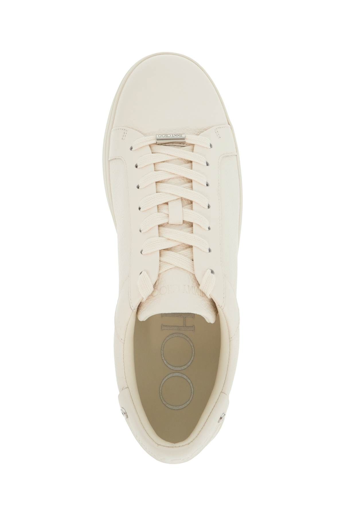 Shop Jimmy Choo "hammered Leather Rome Sneakers In White