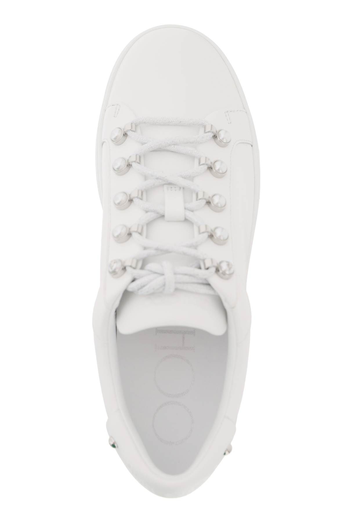 Antibes pearl-embellished leather sneakers