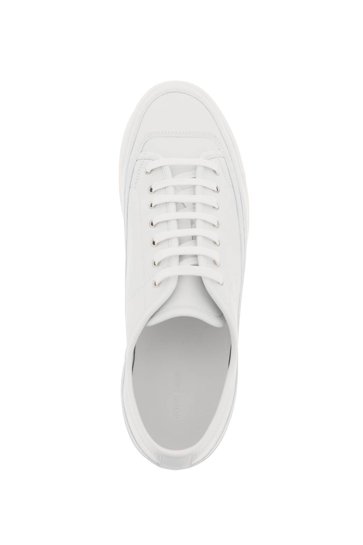 Shop John Lobb Leather Court Sneakers In In Grey