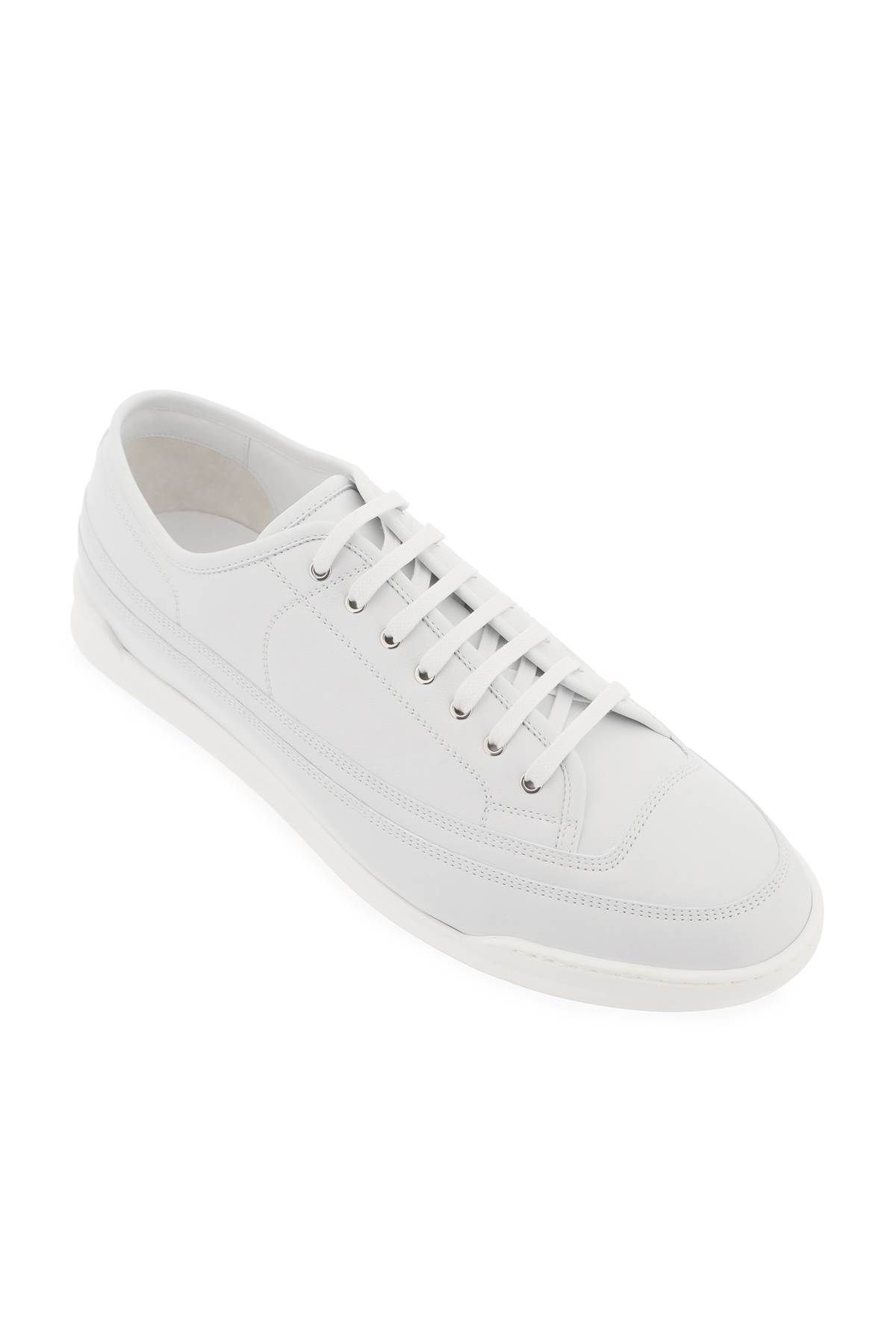 Shop John Lobb Leather Court Sneakers In In Grey