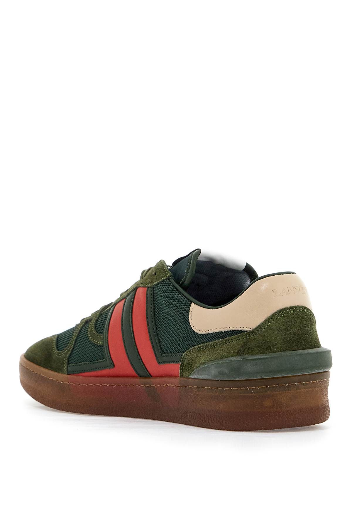 Shop Lanvin "mesh And Leather Clay Sneakers With In Green