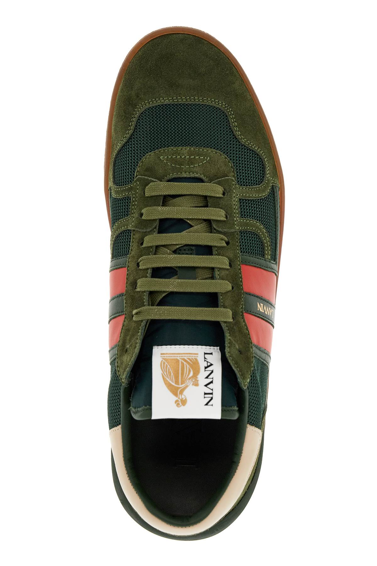 Shop Lanvin "mesh And Leather Clay Sneakers With In Green