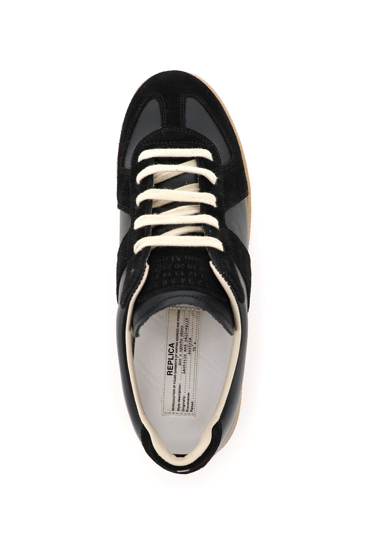 Shop Maison Margiela Leather Replica Sneakers In Black