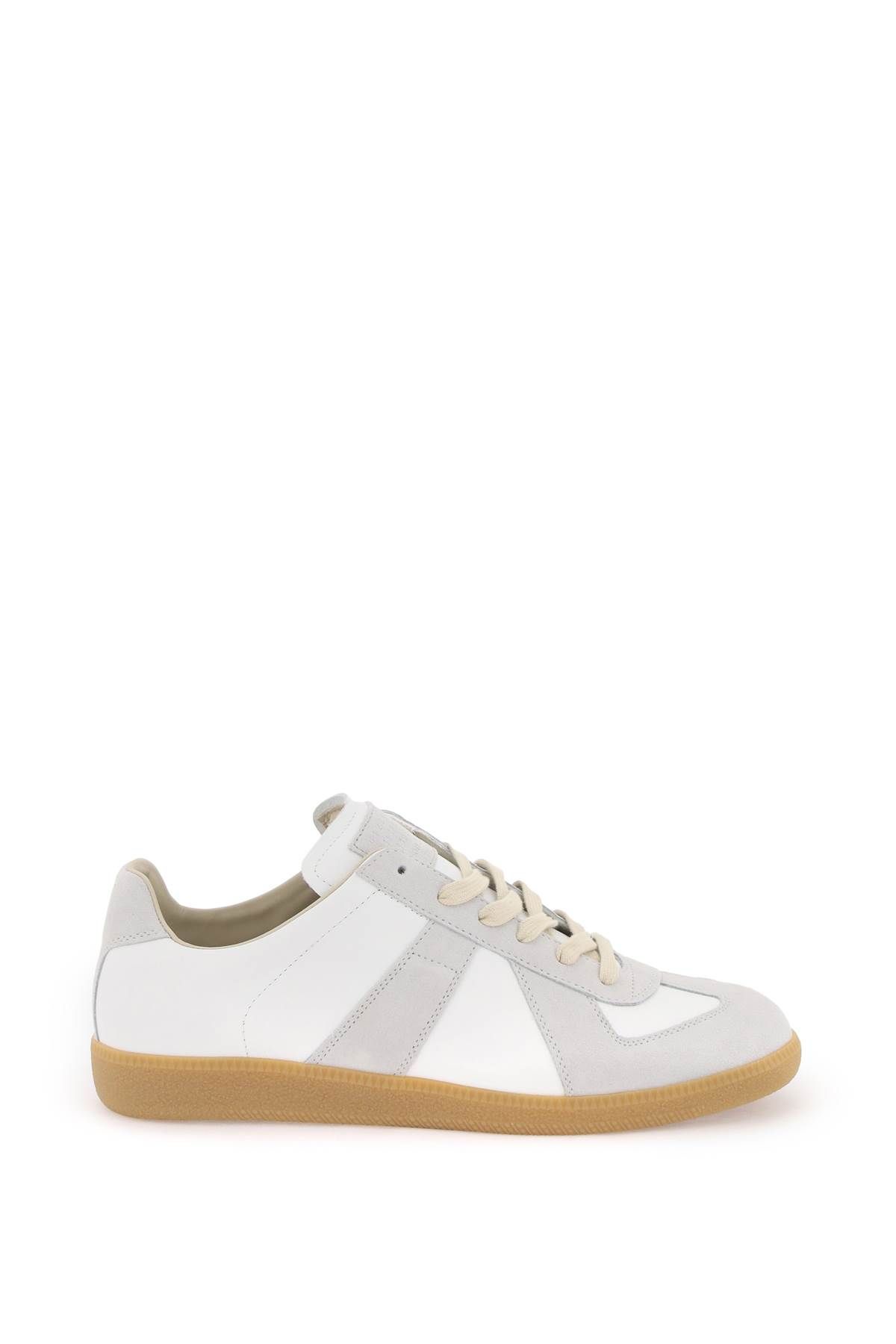 Shop Maison Margiela Leather Replica Sneakers In White