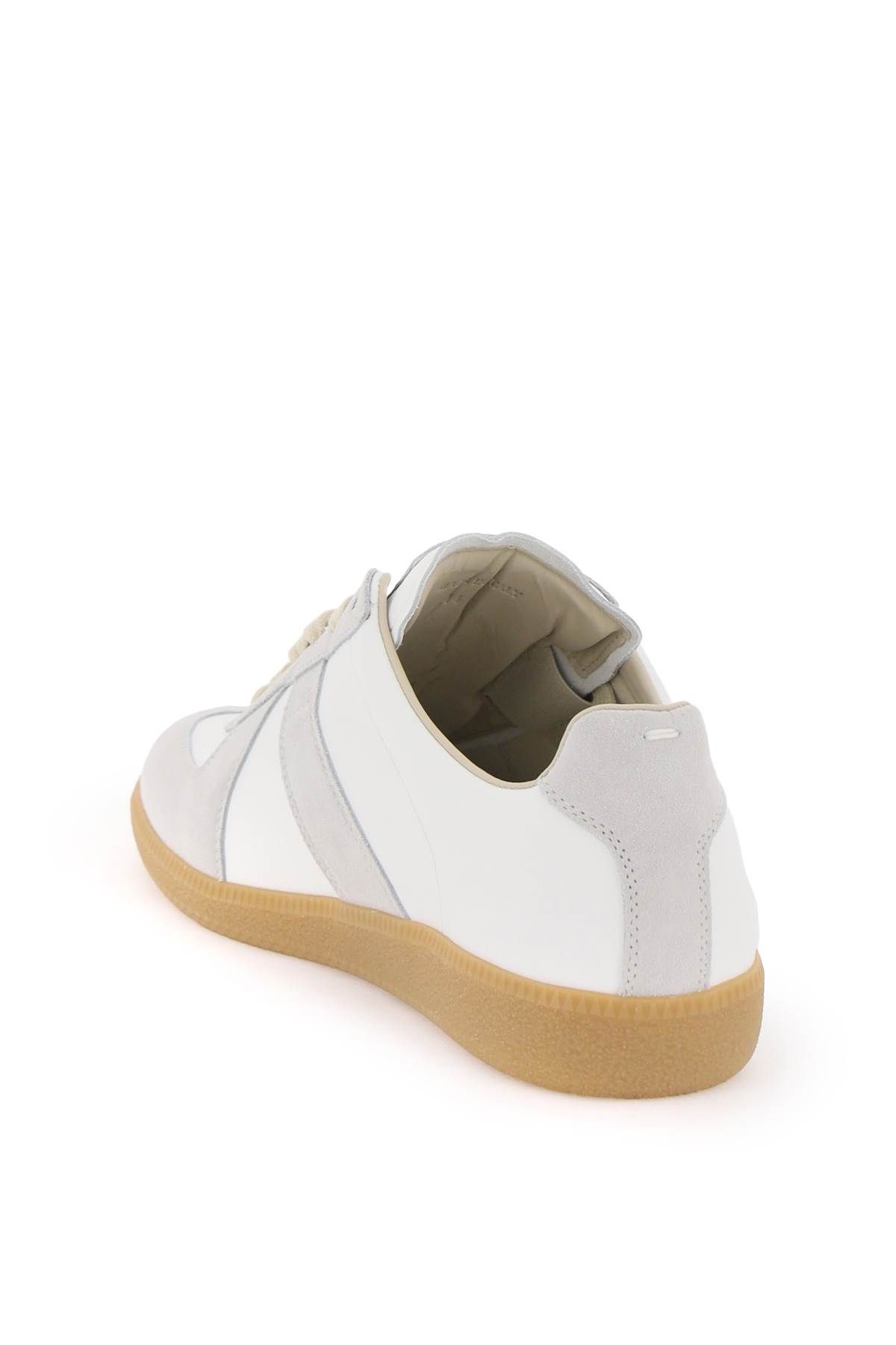 Shop Maison Margiela Leather Replica Sneakers In White