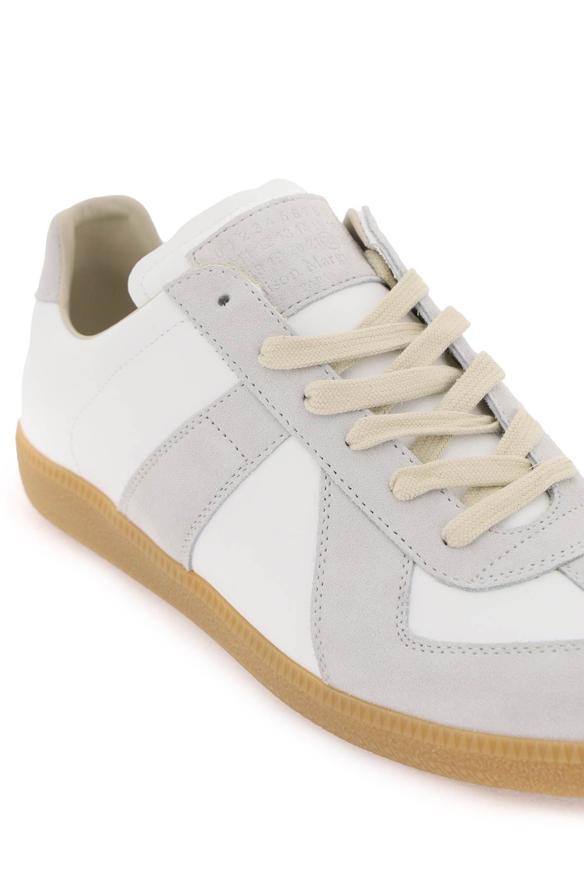 Shop Maison Margiela Leather Replica Sneakers In White