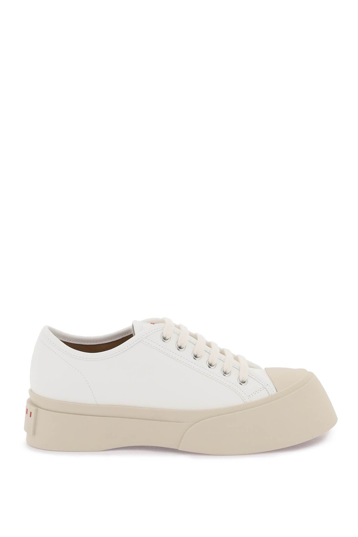 Shop Marni Leather Pablo Sneakers In White