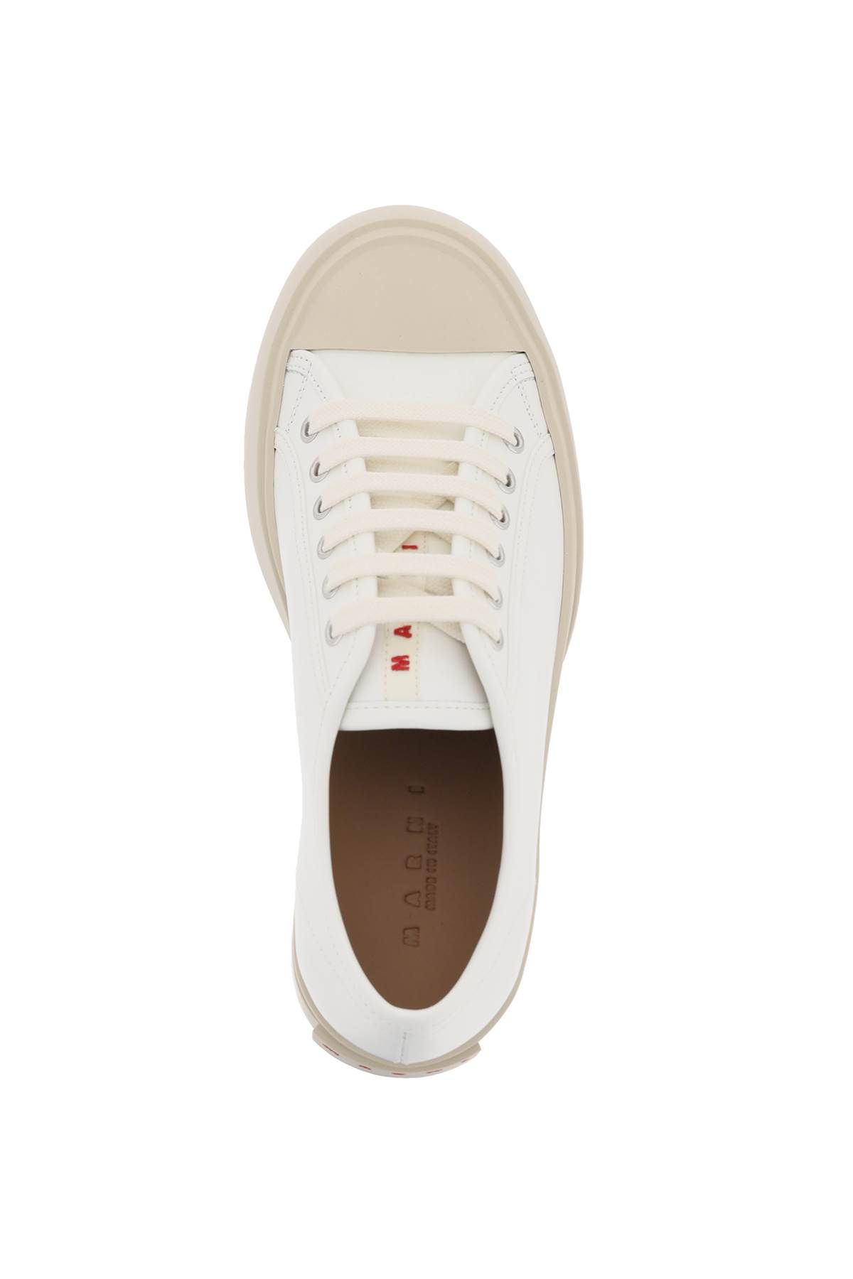 Shop Marni Leather Pablo Sneakers In White