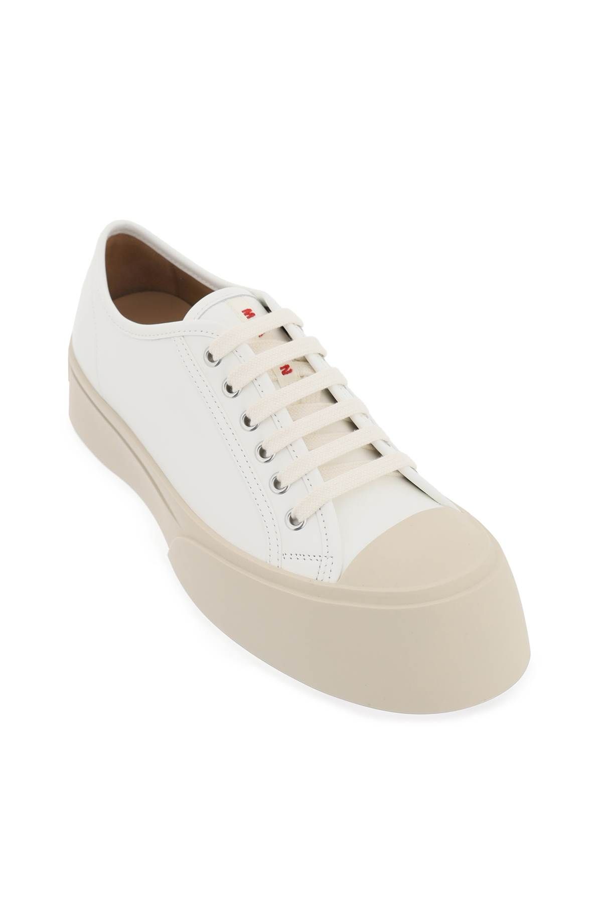 Shop Marni Leather Pablo Sneakers In White