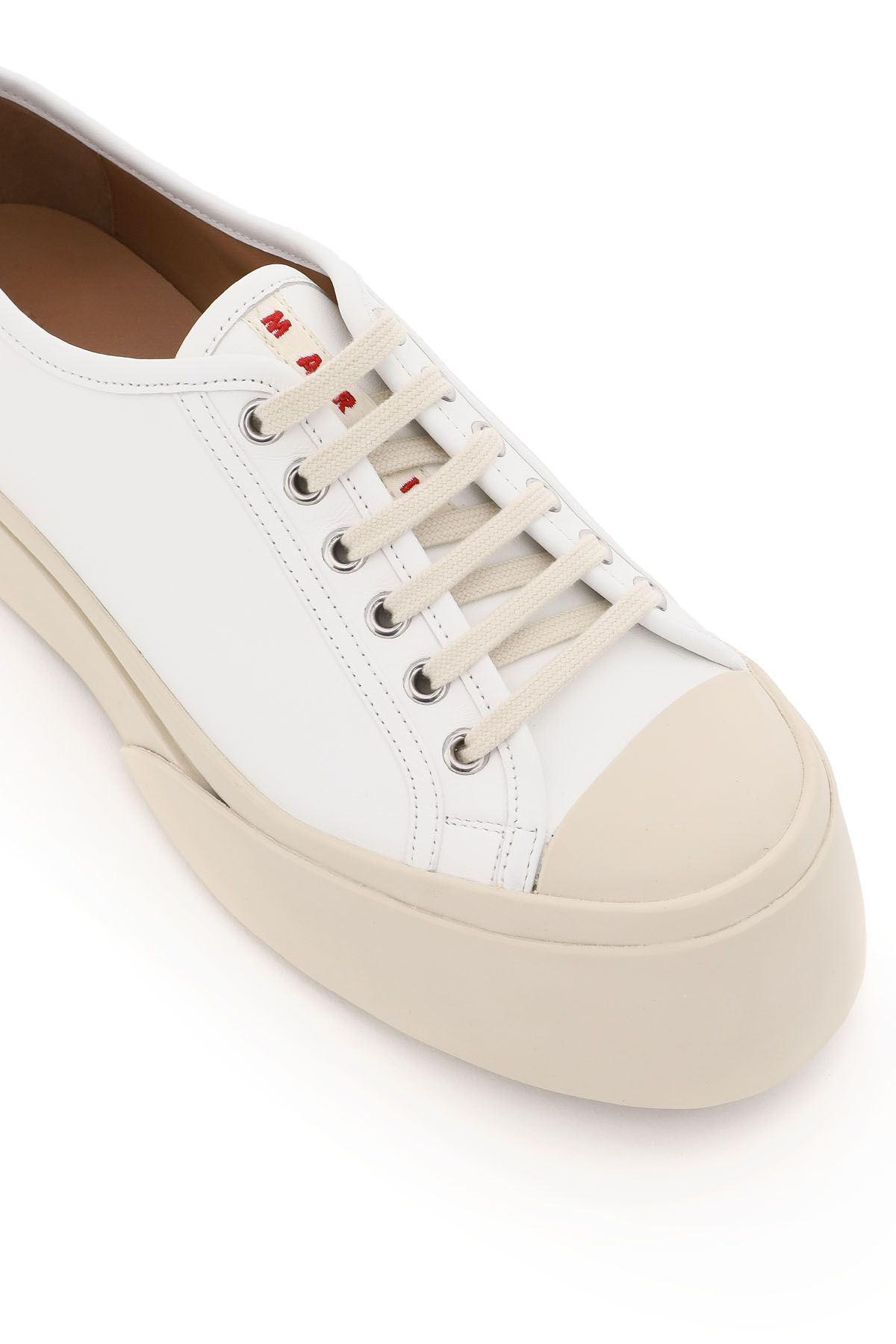 Shop Marni Leather Pablo Sneakers In White