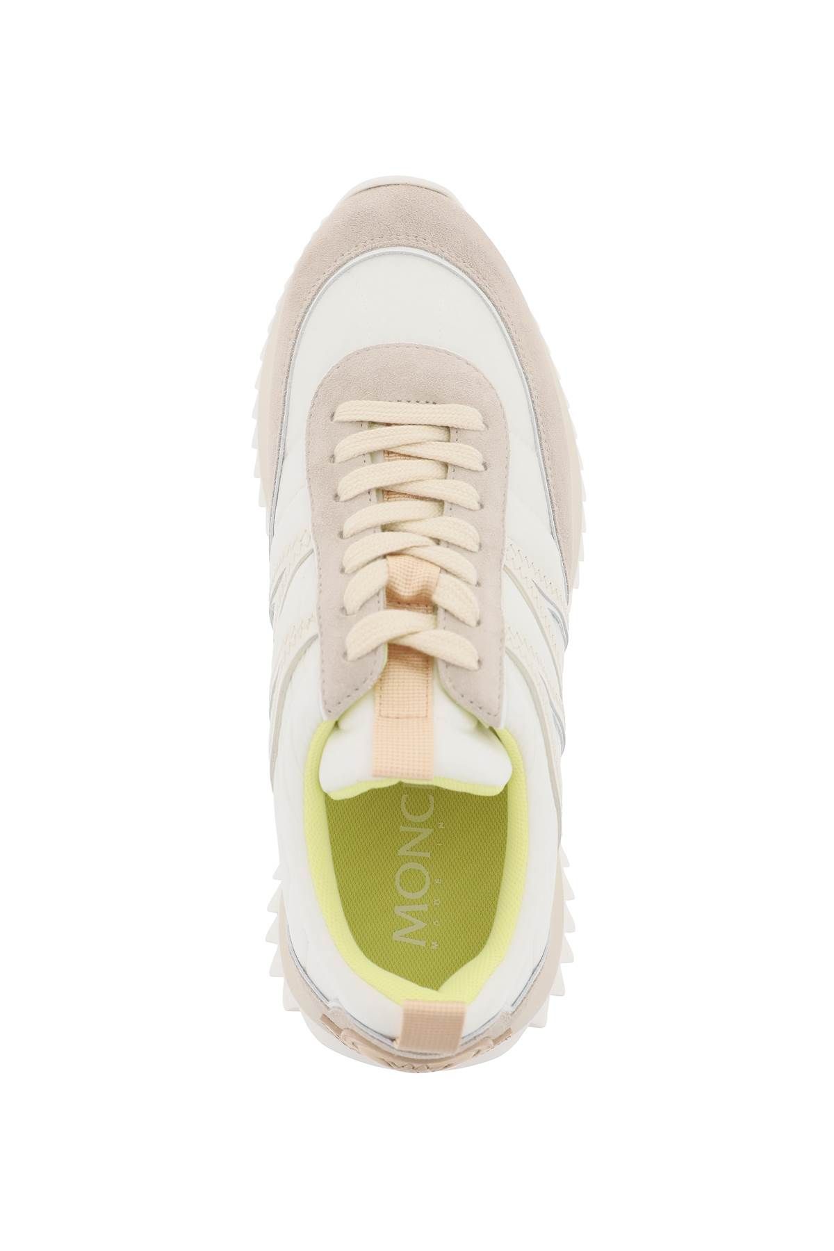 Shop Moncler Pacey Sneakers In Nylon And Suede Leather. In White,grey