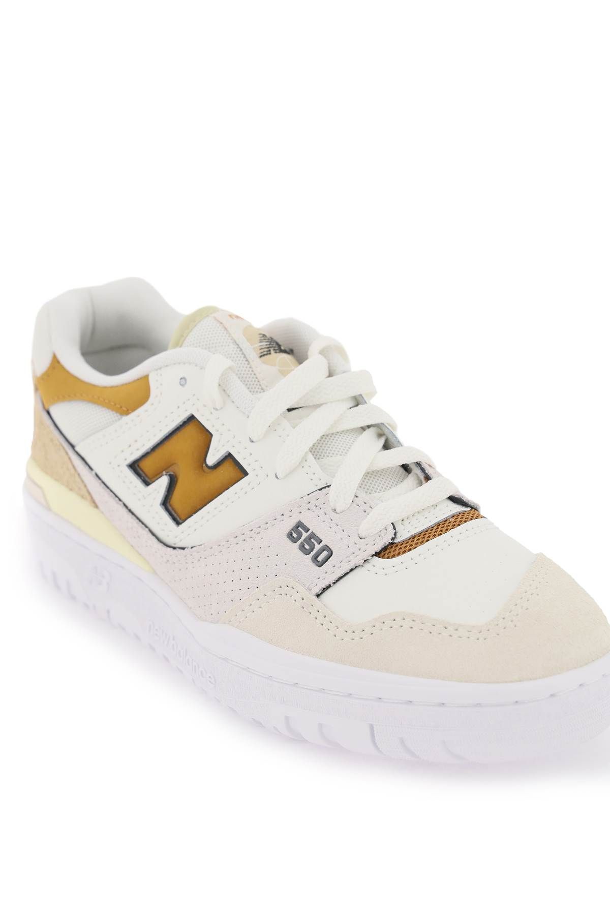 Shop New Balance 550 Sneakers In White,beige,orange