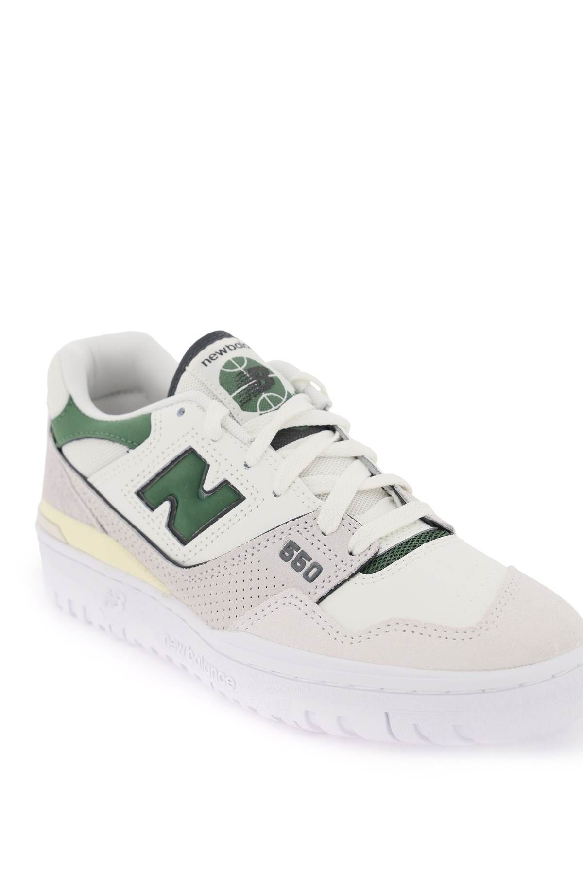 Shop New Balance 550 Sneakers In Beige,white,green
