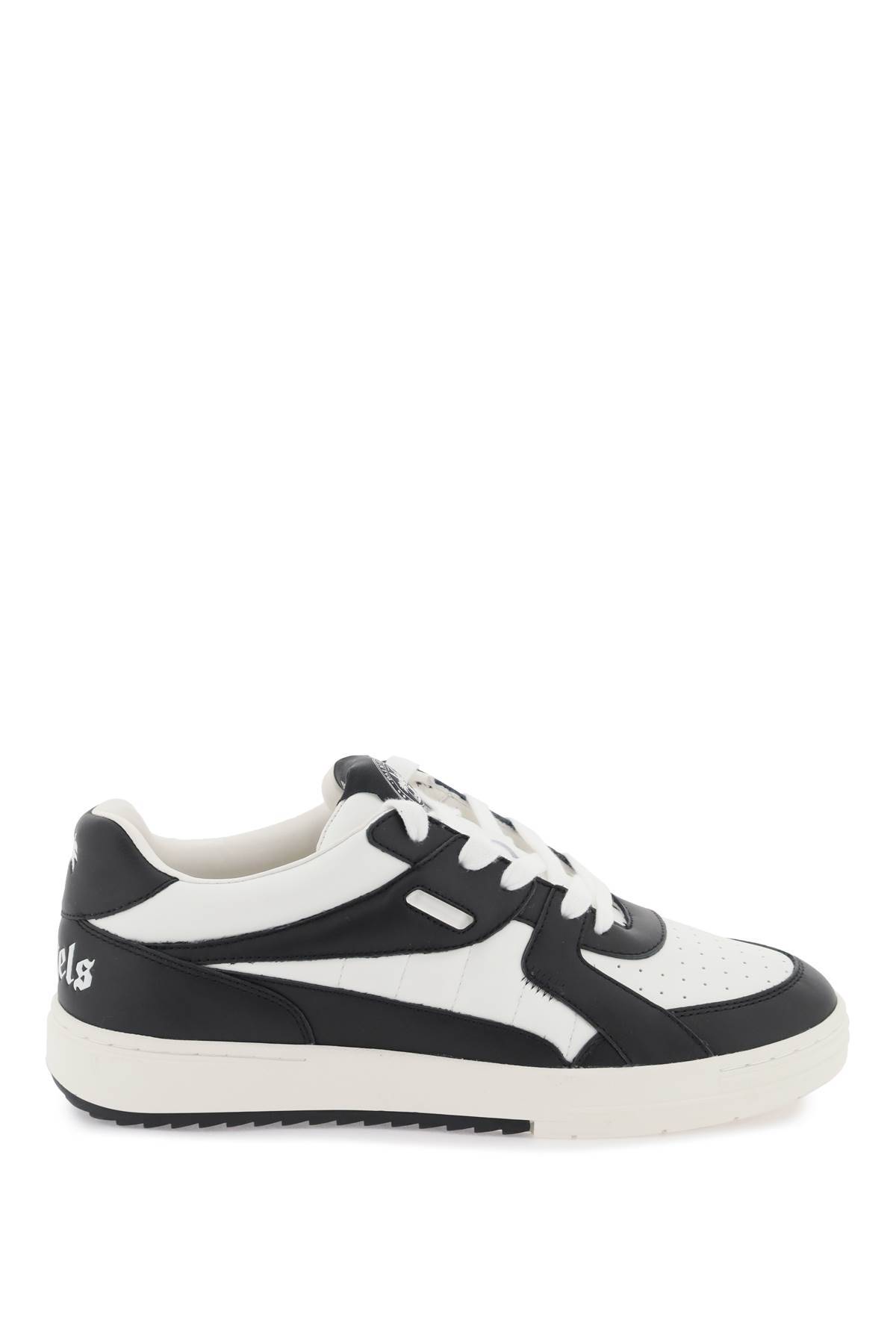 Shop Palm Angels 'palm University' Two-tone Leather Sneakers In White,black