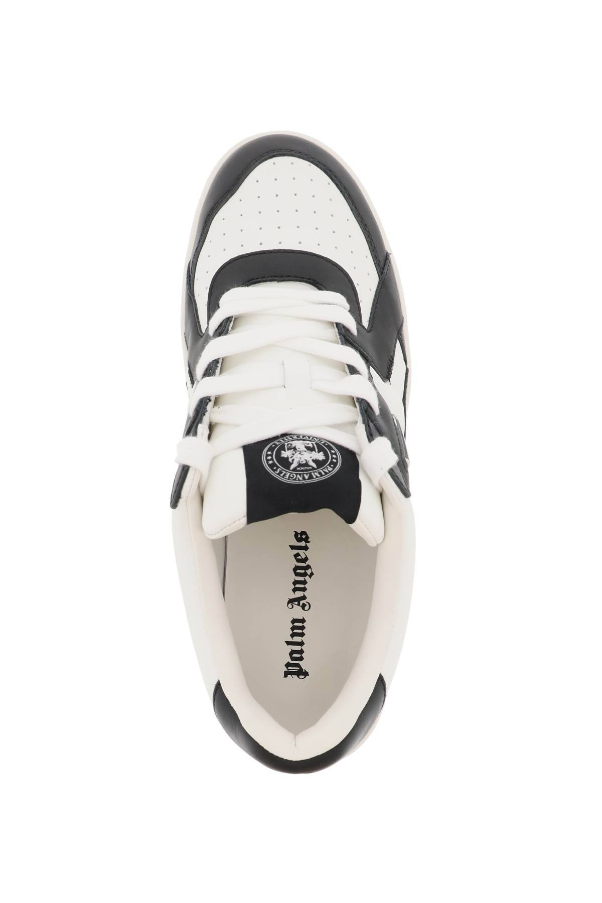 Shop Palm Angels 'palm University' Two-tone Leather Sneakers In White,black