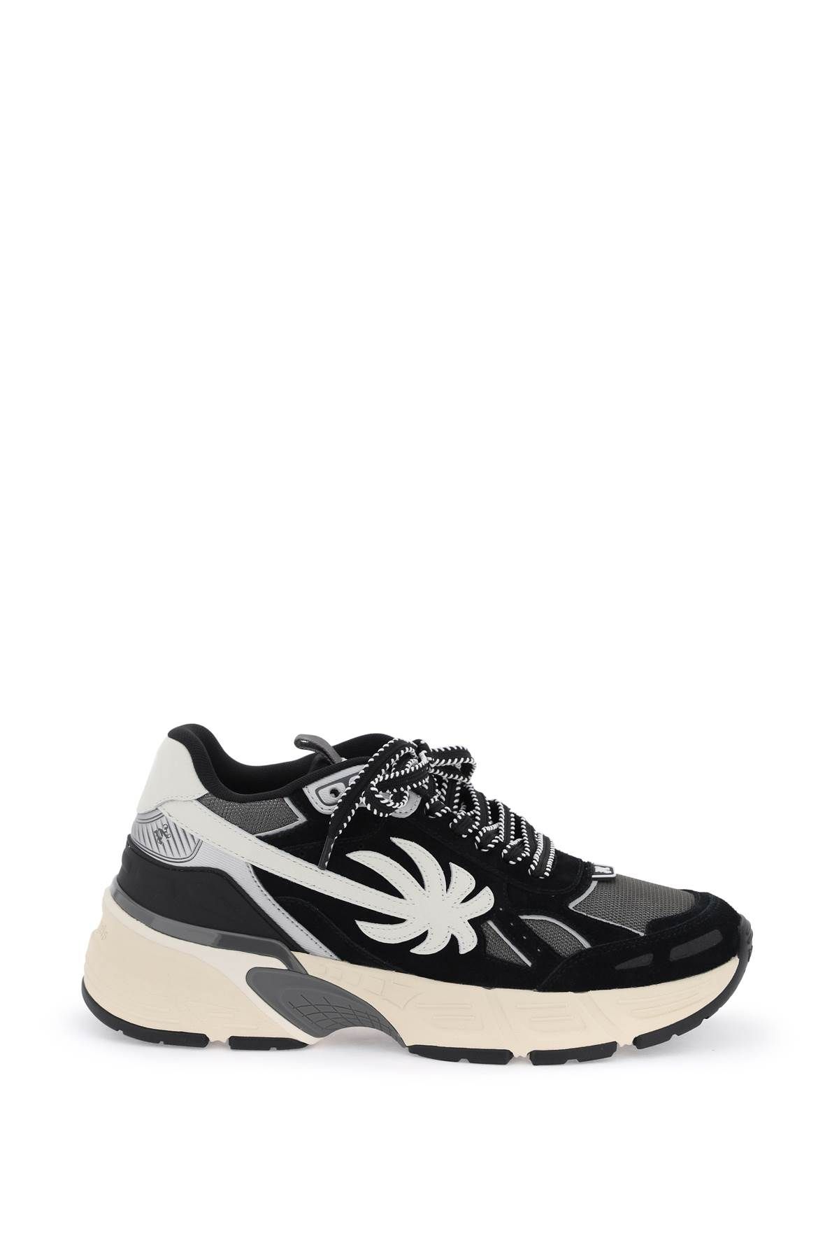 Shop Palm Angels Suede Leather Pa 4 Sneakers With In Black,silver
