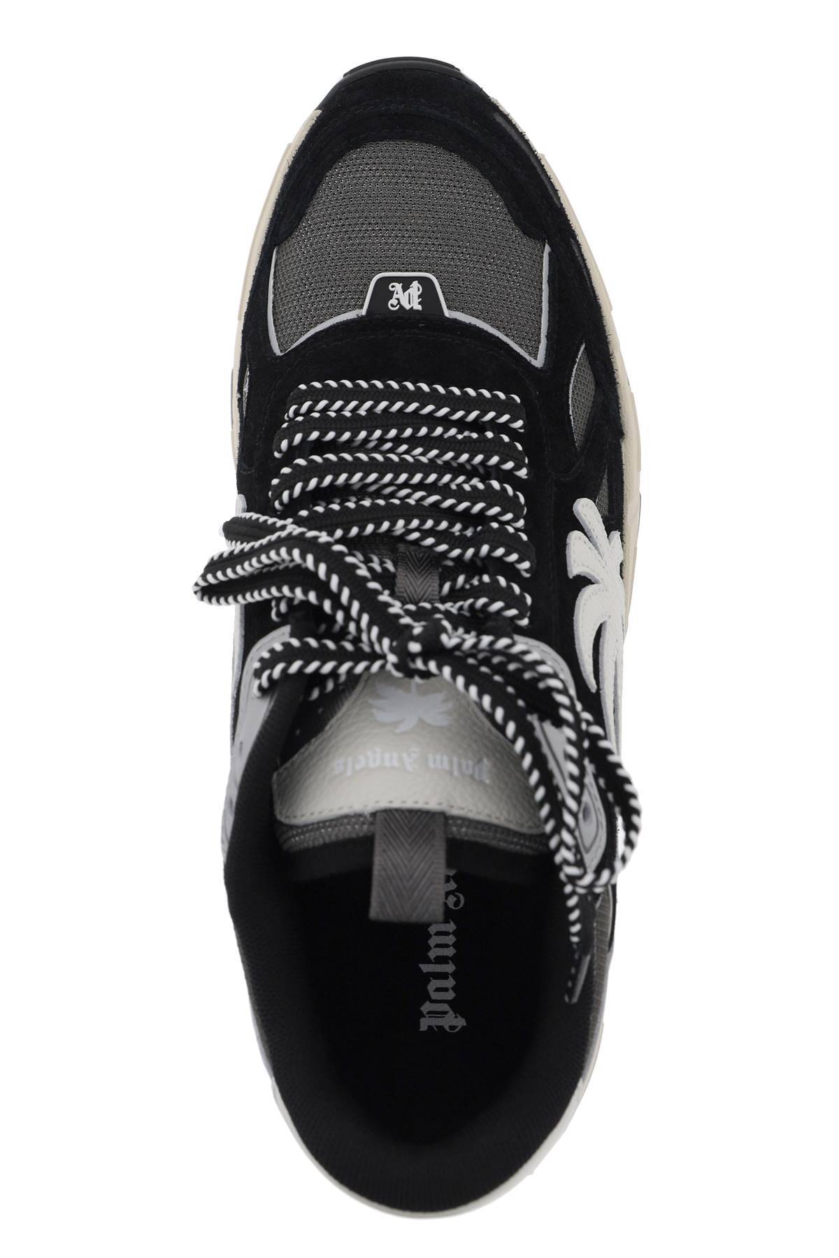 Shop Palm Angels Suede Leather Pa 4 Sneakers With In Black,silver