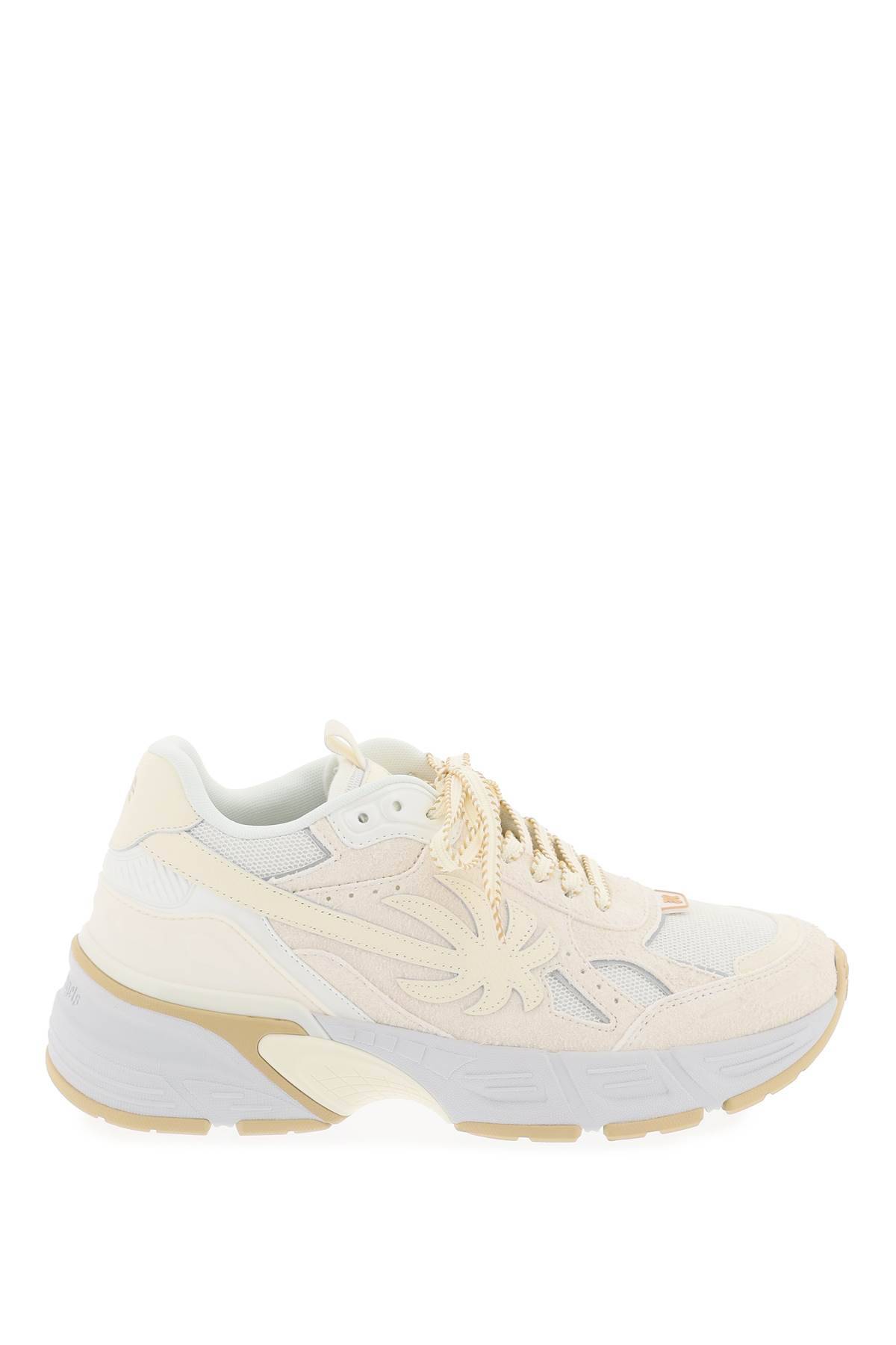 Shop Palm Angels Palm Runner Sneakers For In Beige,white
