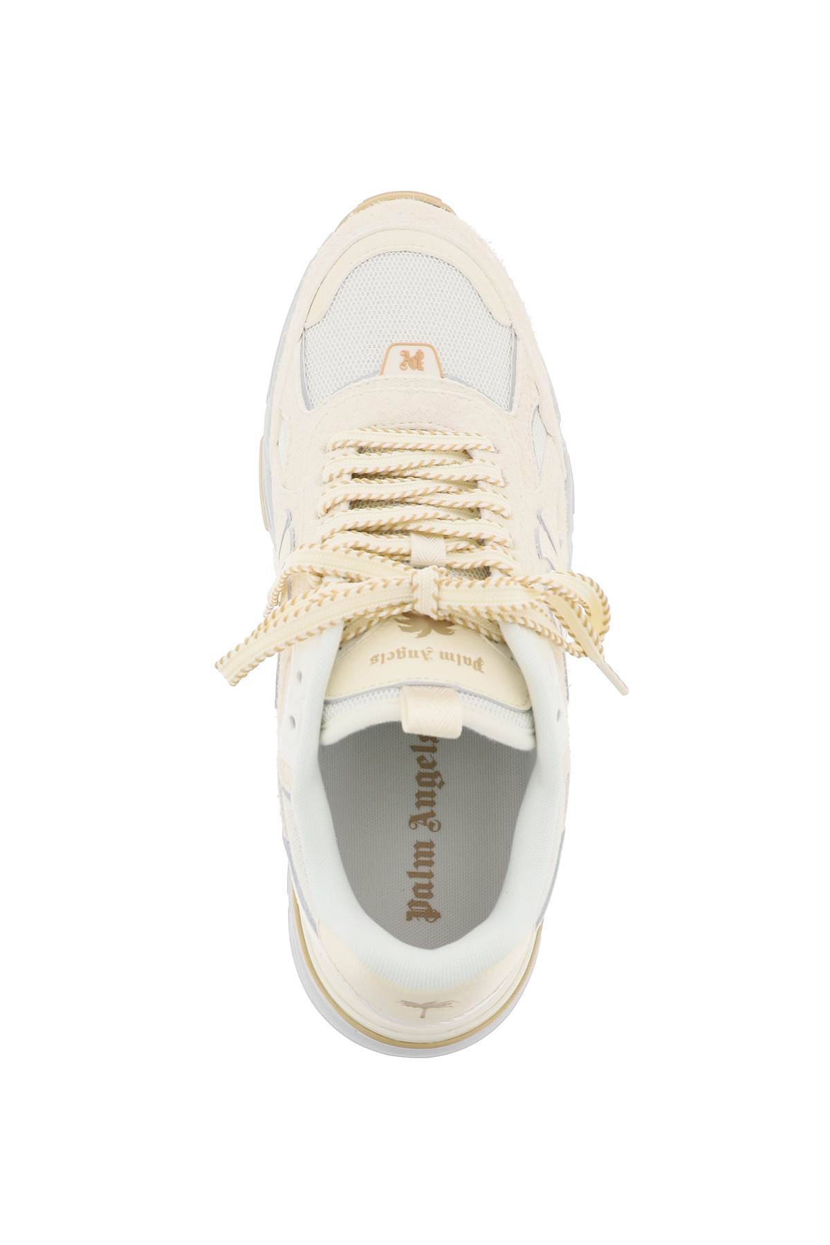 Shop Palm Angels Palm Runner Sneakers For In Beige,white