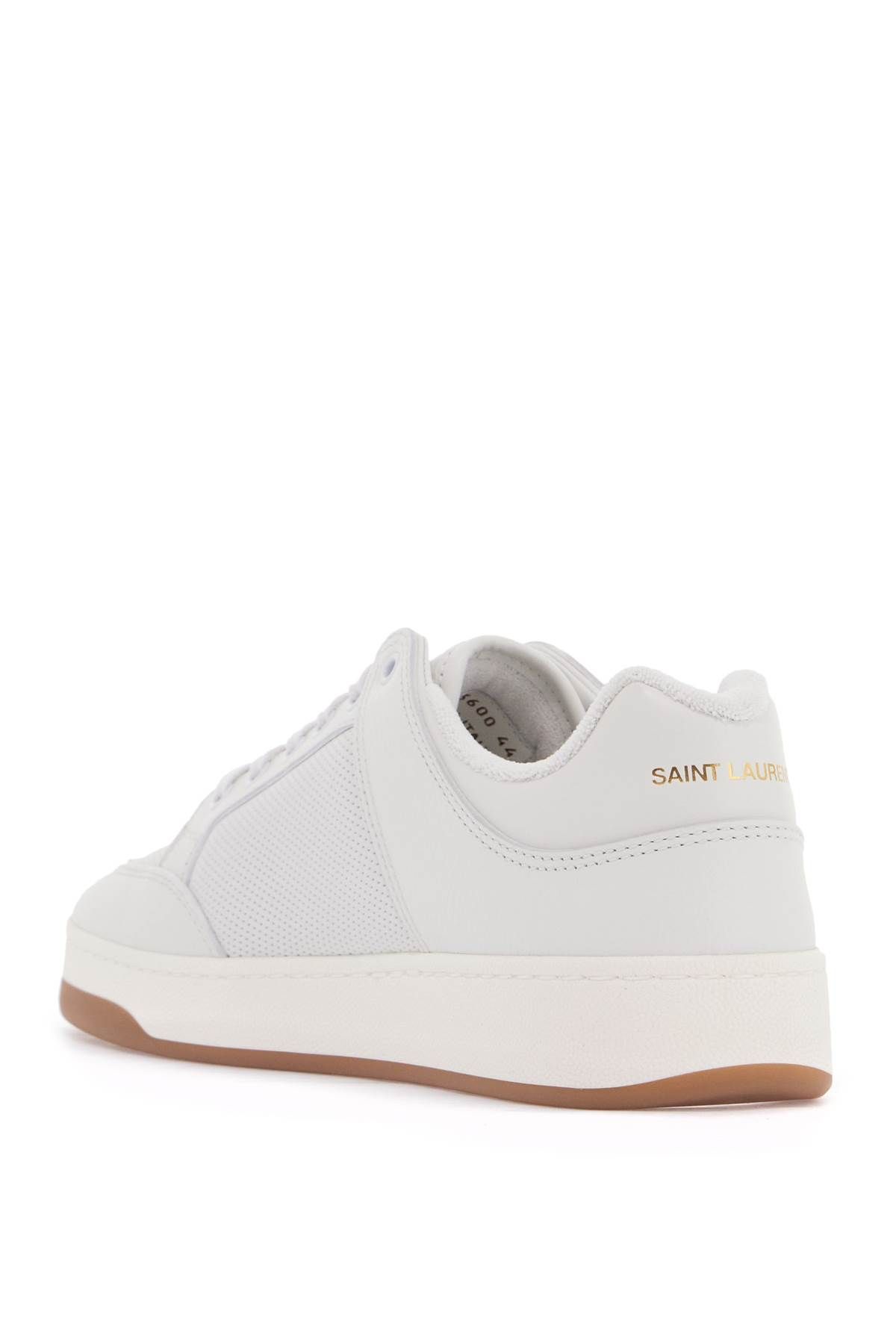 Shop Saint Laurent Perforated Leather Sl/61 In White