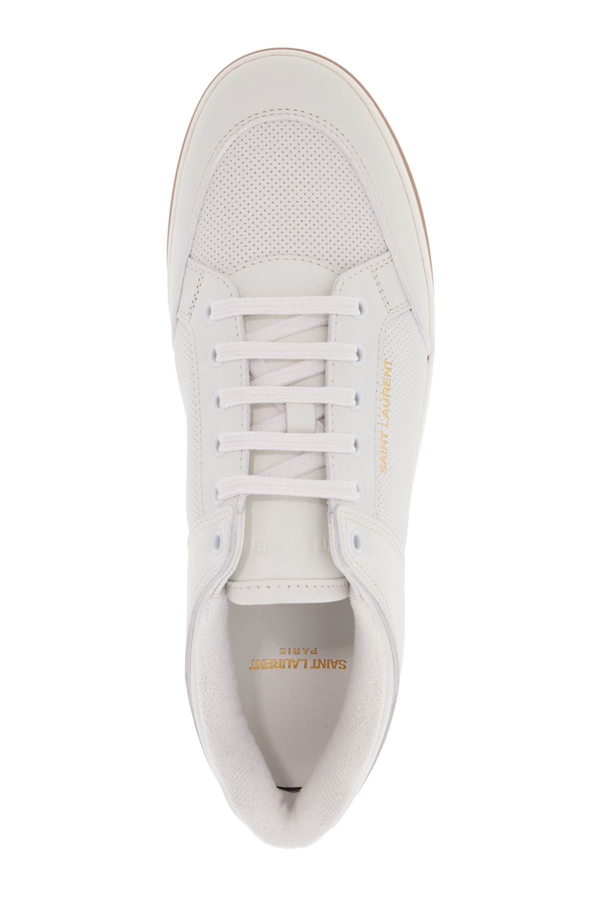 Shop Saint Laurent Perforated Leather Sl/61 In White