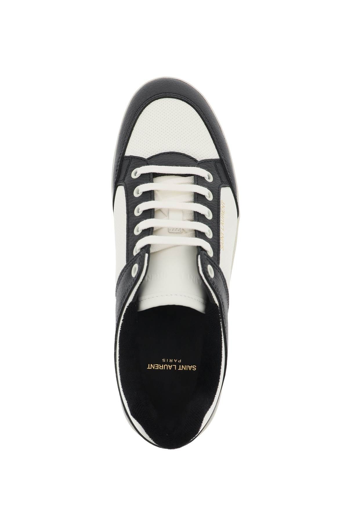 Shop Saint Laurent Perforated Leather Sl/61 In White