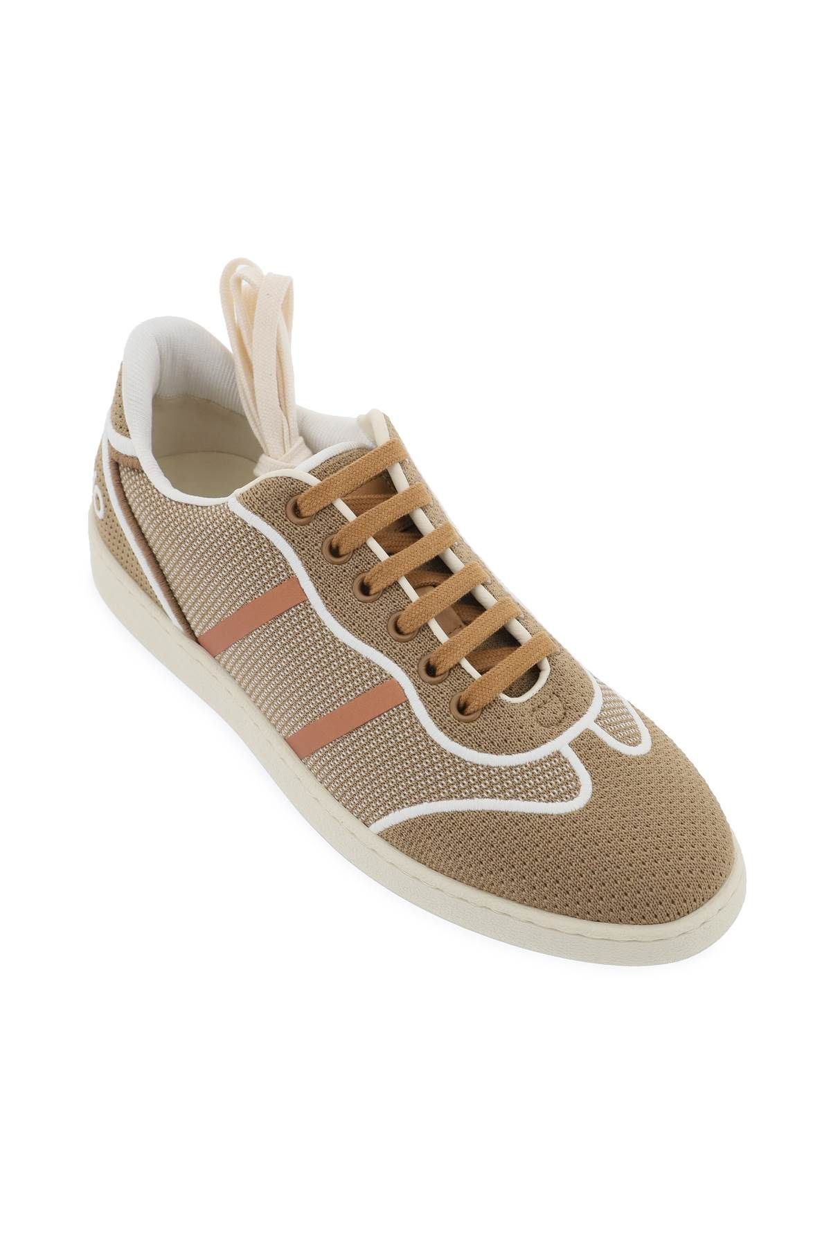 Shop Ferragamo Low-top Sneakers In Technical Knit In Beige