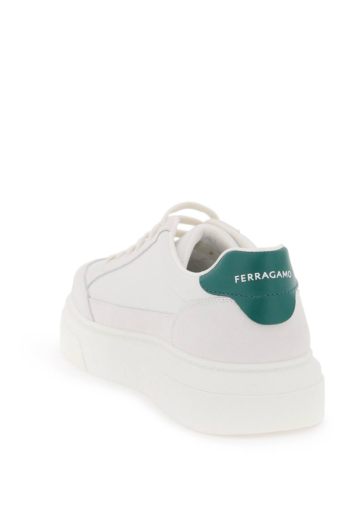 Shop Ferragamo Gancini Low-top Sneakers In White,green