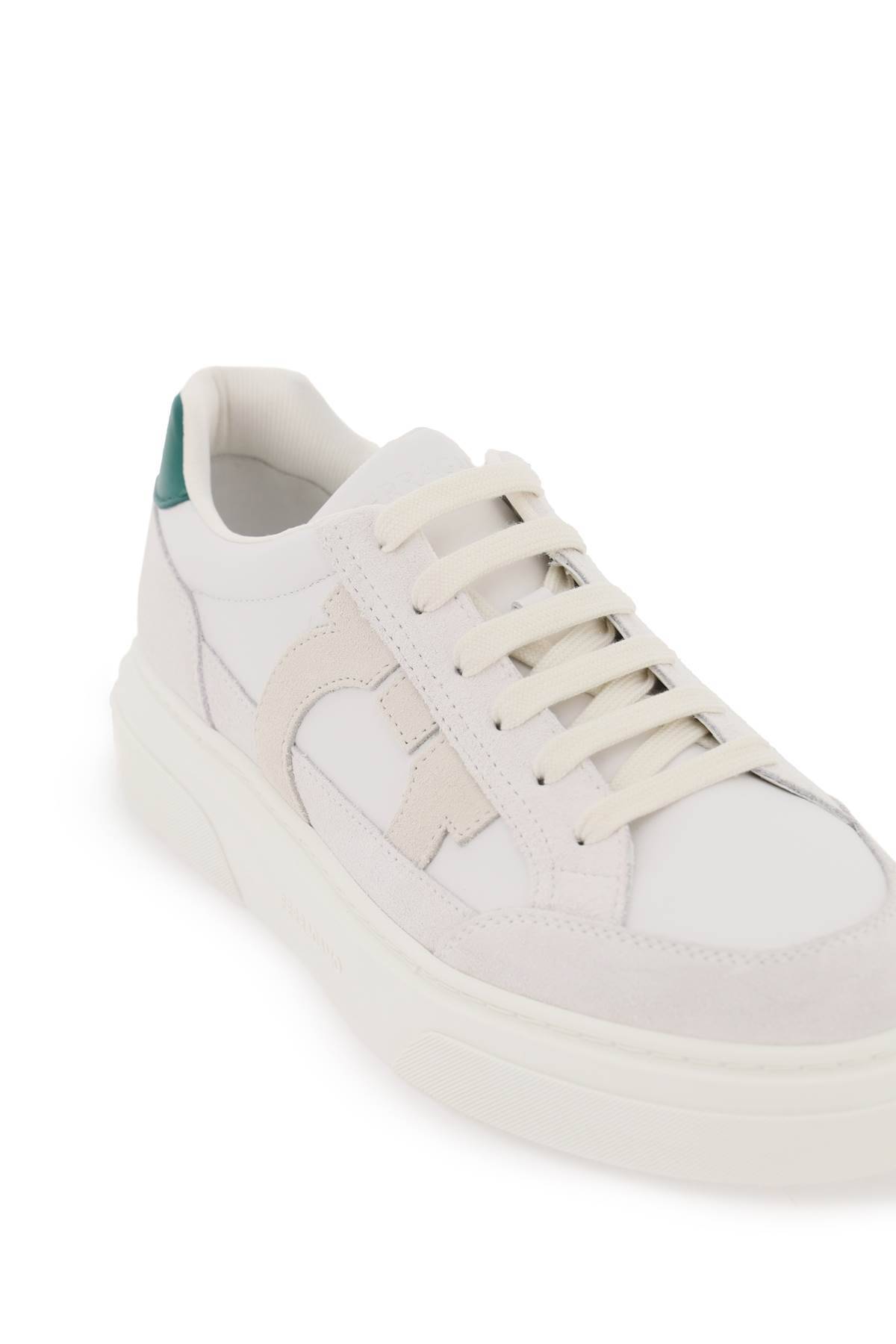 Shop Ferragamo Gancini Low-top Sneakers In White,green