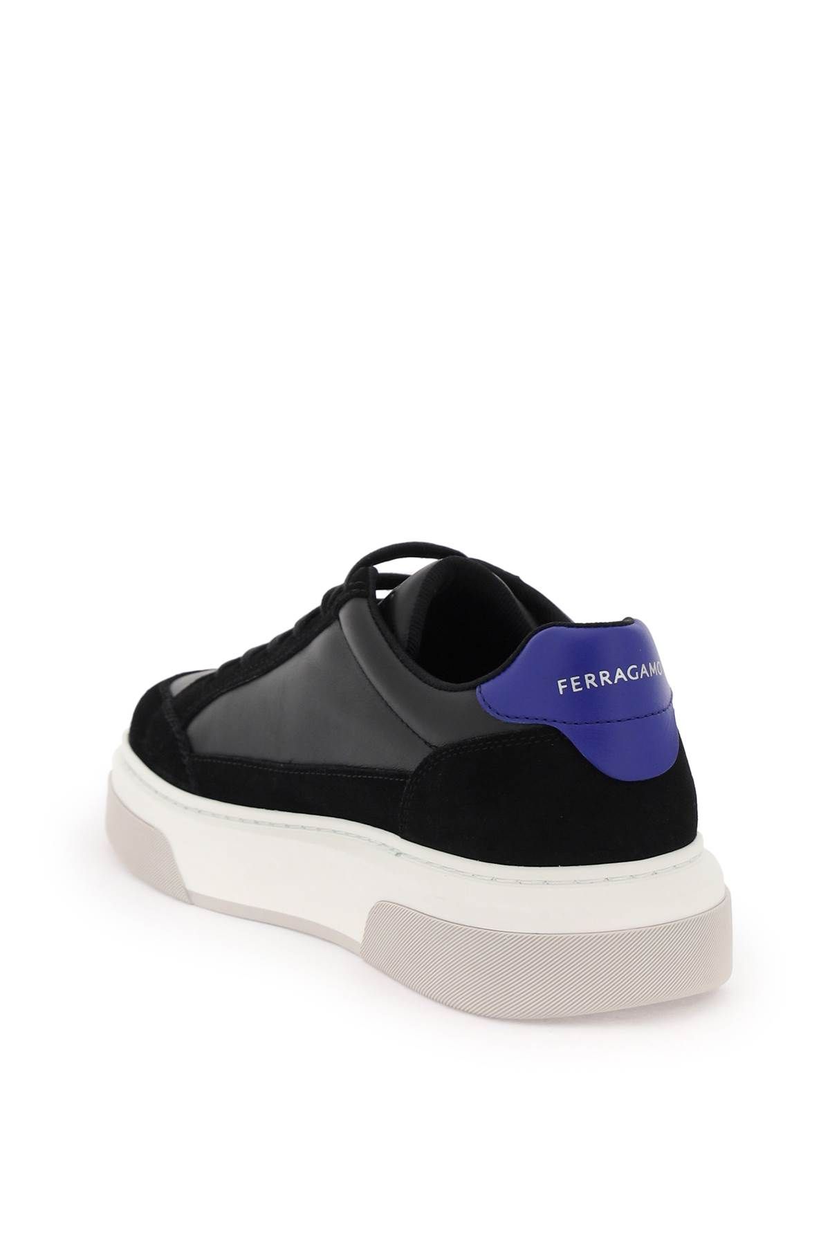Shop Ferragamo Gancini Low-top Sneakers In Black,white,blue