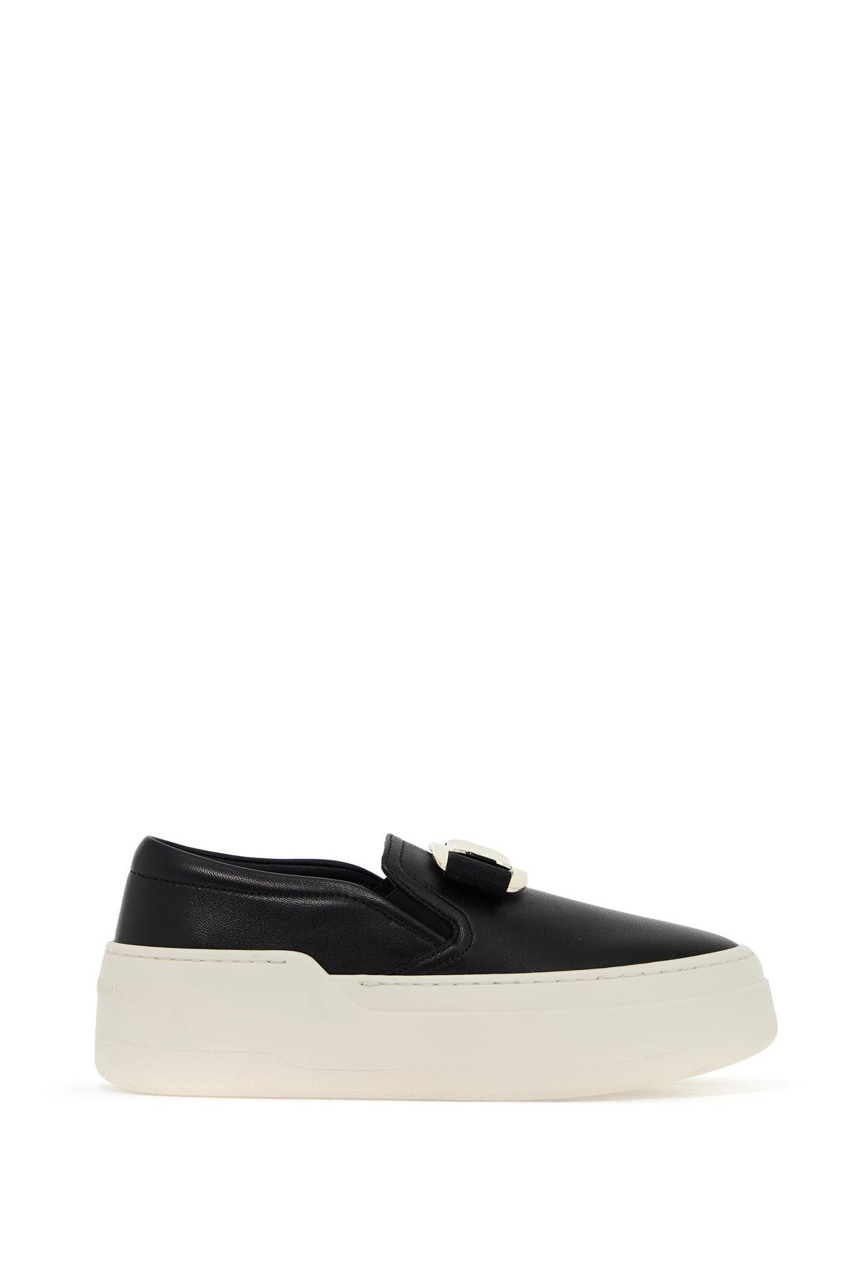 Shop Ferragamo New Vara Plate Slip-on Sneakers In Black