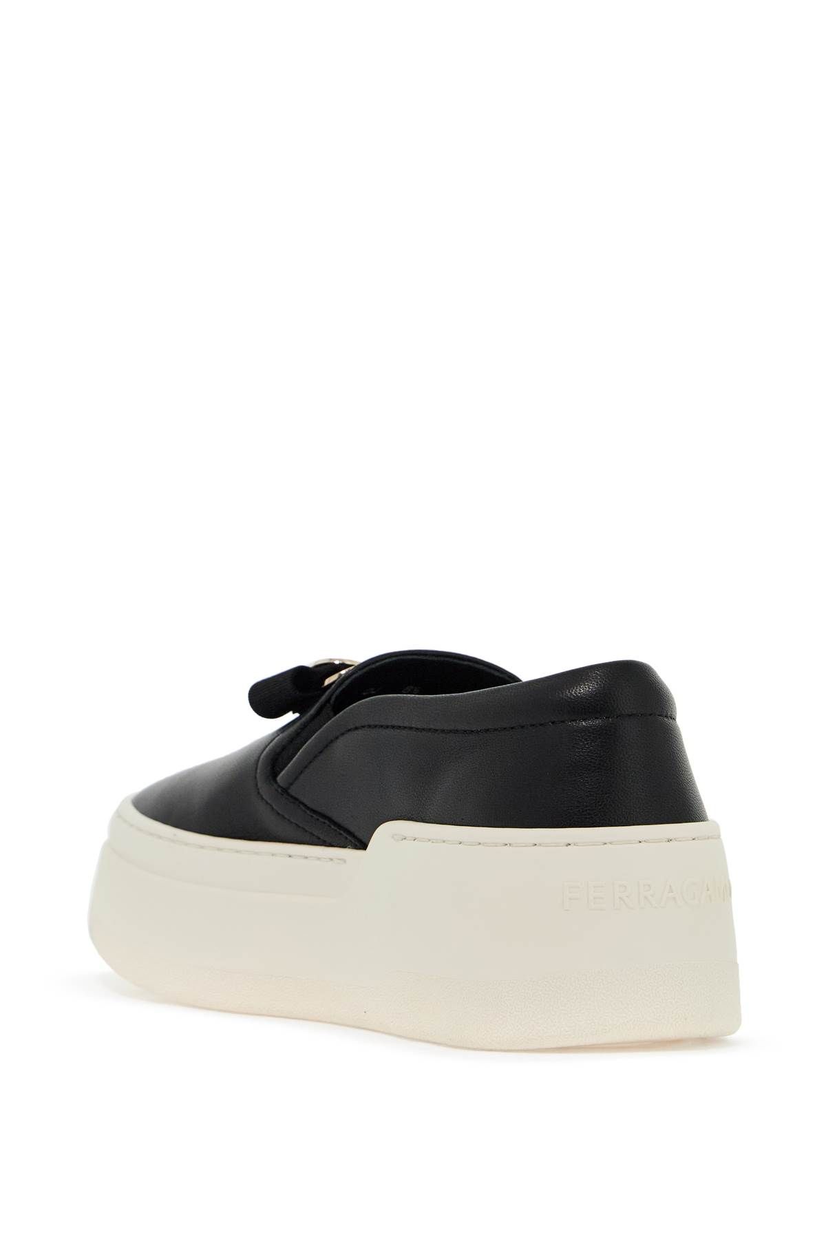 Shop Ferragamo New Vara Plate Slip-on Sneakers In Black