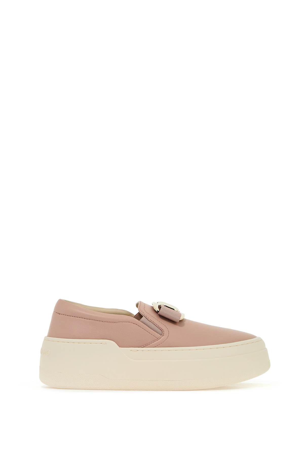 Shop Ferragamo New Vara Plate Slip-on Sneakers In Pink