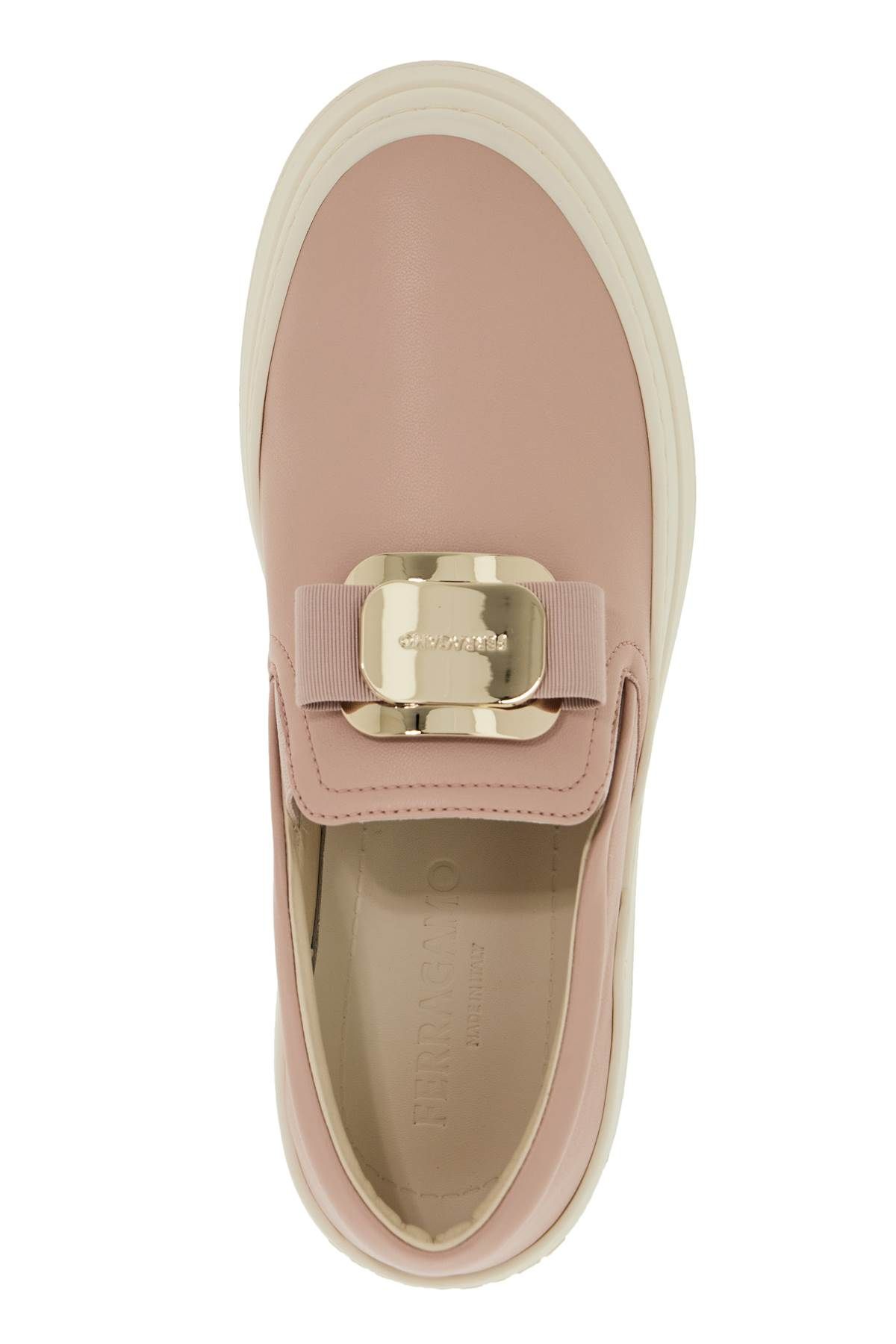 Shop Ferragamo New Vara Plate Slip-on Sneakers In Pink