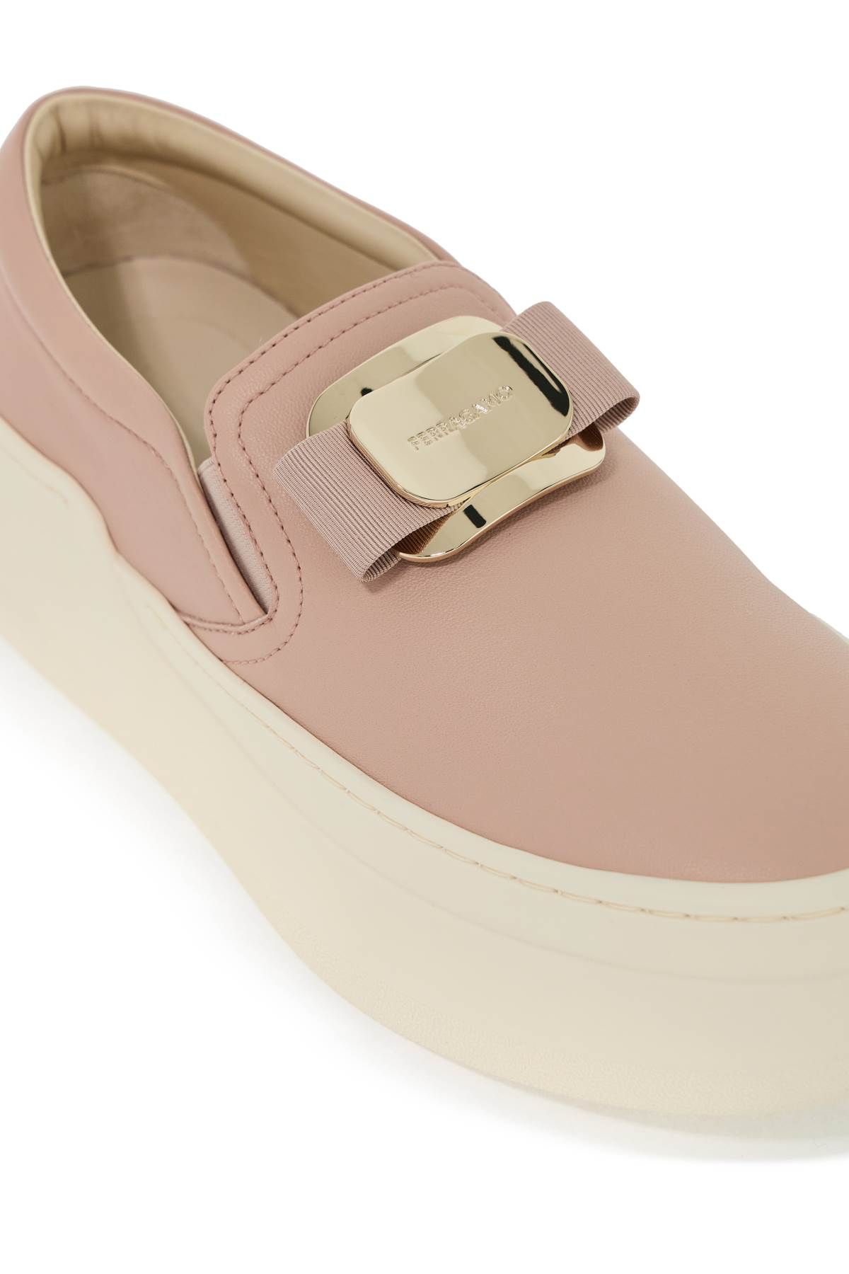 Shop Ferragamo New Vara Plate Slip-on Sneakers In Pink