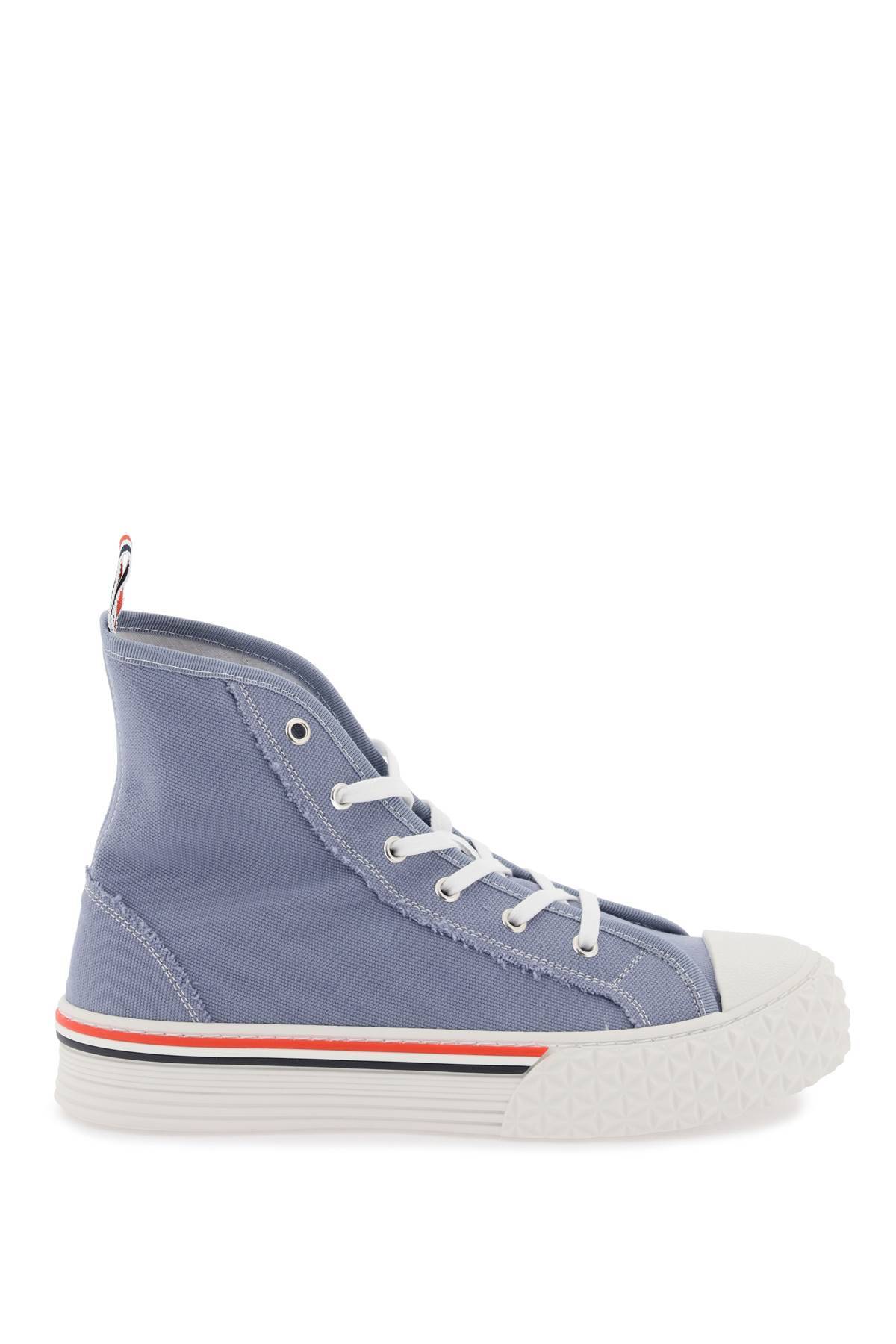 Shop Thom Browne Tartan Sole Sneakers In Light Blue