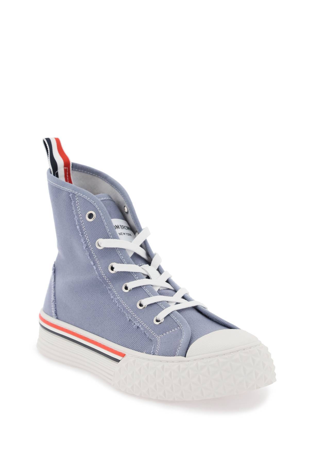 Shop Thom Browne Tartan Sole Sneakers In Light Blue