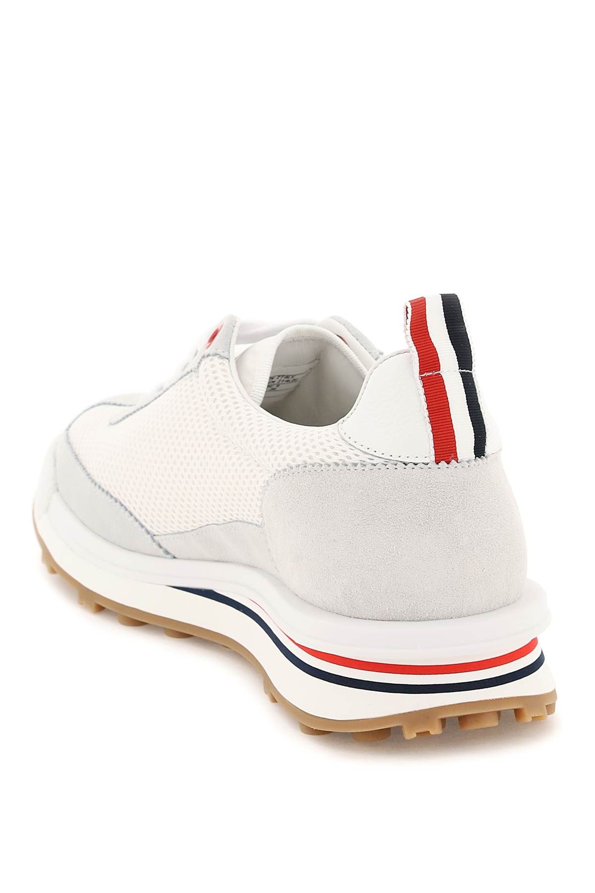 Shop Thom Browne Tech Runner Sneakers In White,grey