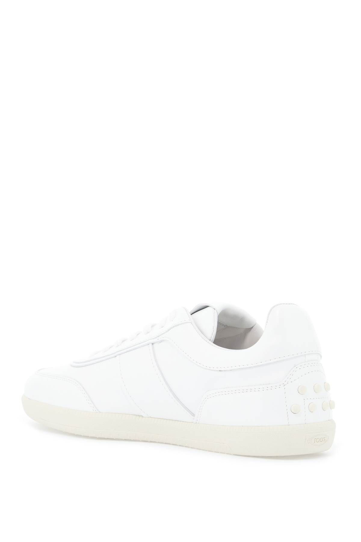 Shop Tod's Leather Sneaker Tabs With In White