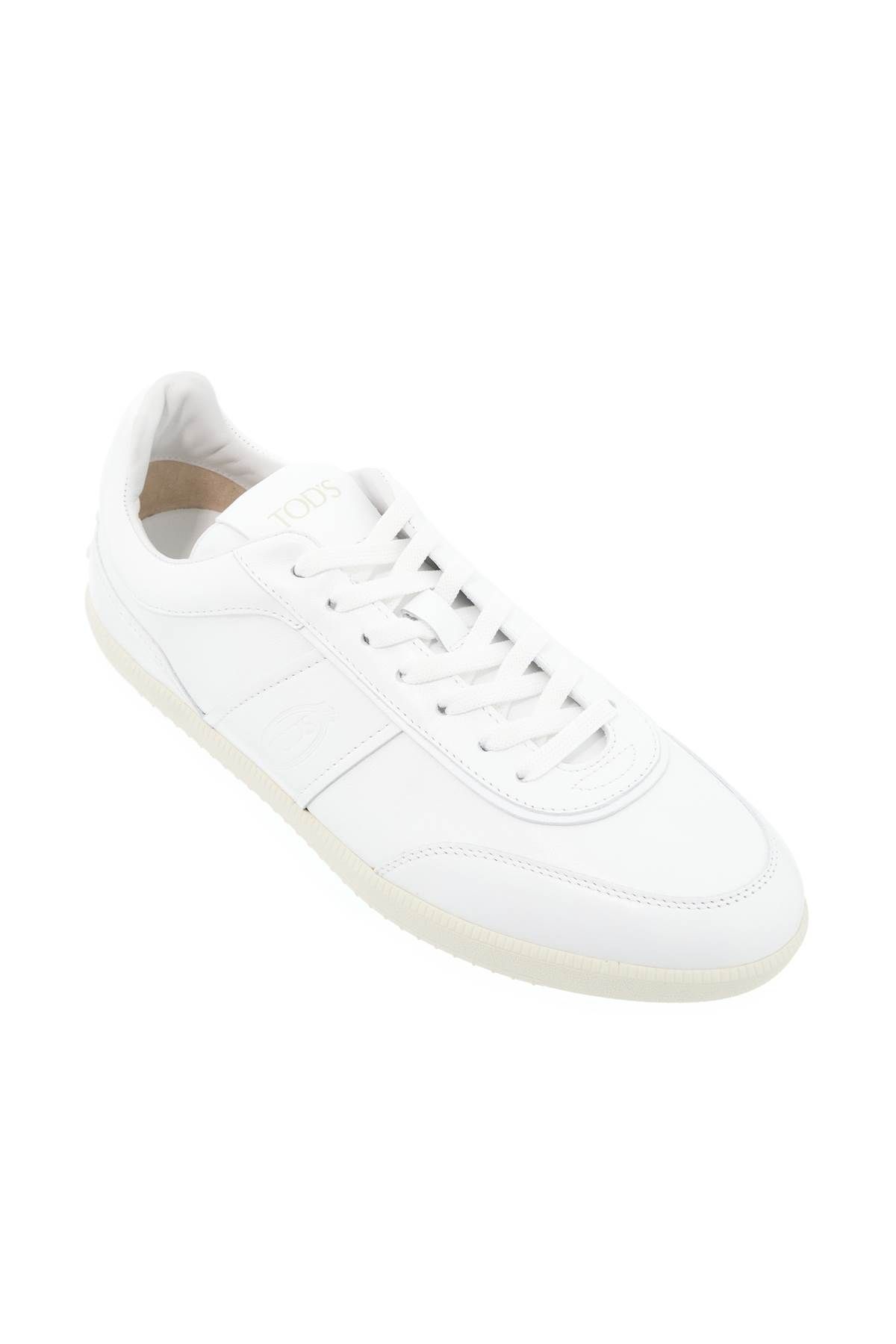 Shop Tod's Leather Sneaker Tabs With In White