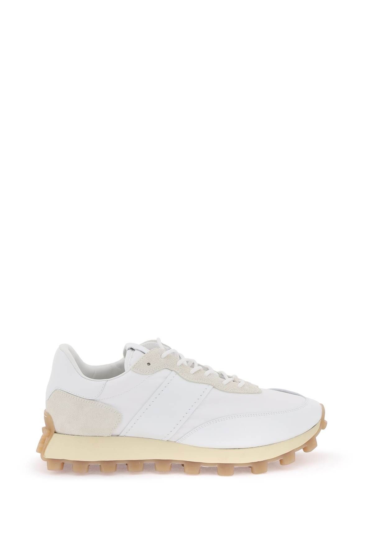 Shop Tod's Leather And Fabric 1t Sneakers In Beige