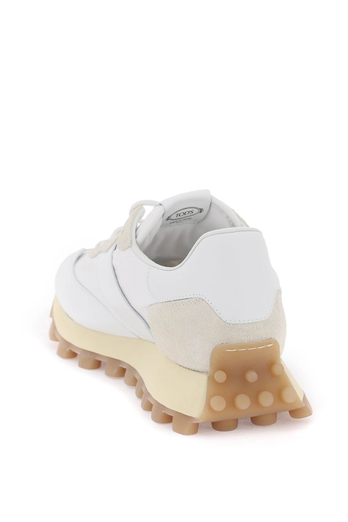 Shop Tod's Leather And Fabric 1t Sneakers In Beige