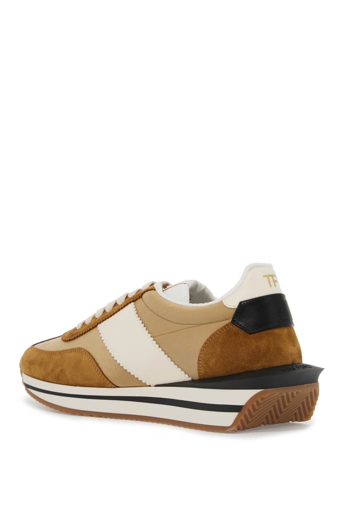 Shop Tom Ford Techno Canvas And Suede 'james' Sneakers In Brown