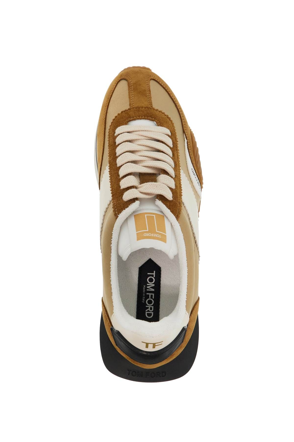 Shop Tom Ford Techno Canvas And Suede 'james' Sneakers In Brown